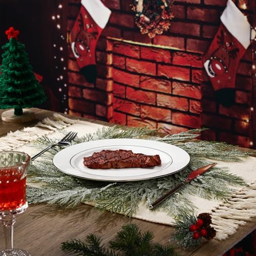 Christmas Placemats Set of 6 Artificial Powder Snow Wreath Charger - Image 6