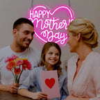 Retisee Large Happy Mother's Day Neon Signs Heart Light Up Happy Diwali Signs Wall Decor for Home Bedroom Living Room Mom's Birthday Gifts(Happy Mother's Day) - Image 2