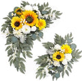 Faux Flower Swag Set of 2 for Wedding Welcome Signs Floral Swag Wedding Reception Ceremony Signs Decor (Sunflower & White) by Piklado