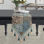 Loom and Mill Luxury Damask Patchwork Table Runner 90 Inches Long, Blue by LoomandMill