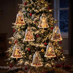7PCS Glowing Christmas Ornaments - Mini Gold Light-Up Christmas Ball Ornaments - Christmas Tree Ornament with Warm LED Light for Tree Mantel, Holiday Scene Decoration & Gift - Image 7