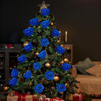Sggvecsy 50 Pcs Artificial Roses Fake Flowers Velvet Silk Roses with Stems Bulk Realistic Faux Flowers for Bridal Bouquets Wedding Centerpieces Valentines Day DIY Home Party Decor (Blue) - Image 5