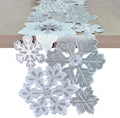 Grelucgo Machine Embroidered and Hand Cut Silver Grey and White Snowflakes Table Runner for Christmas Holiday (13.5 x 120 inches) by Grelucgo