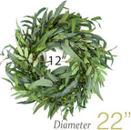 Olive Wreath for Front Door 22 inch, Greenery All Season Wreath with Olive Leaf Fruit, Home Decoration for Outdoor Living Room Indoor Wall and Outside Summer All Season Wedding - Image 2