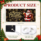 7 x 16 ft Black Santa Christmas Garage Door Cover Santa Claus Hanging Decor - Image 2