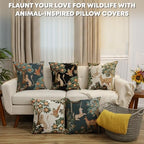 Medieval Lion and Pheasant Forest White Tapestry Pillow Cover 19 x 19 in - Image 4