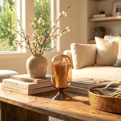 Skeem Glass Match Cloche – Mushroom Hand-Blown Apothecary Jar with Built-In Striker – 120 Small Matches – Decorative Fireplace & Candle Accessory, Luxury Hostess Gift - Image 3
