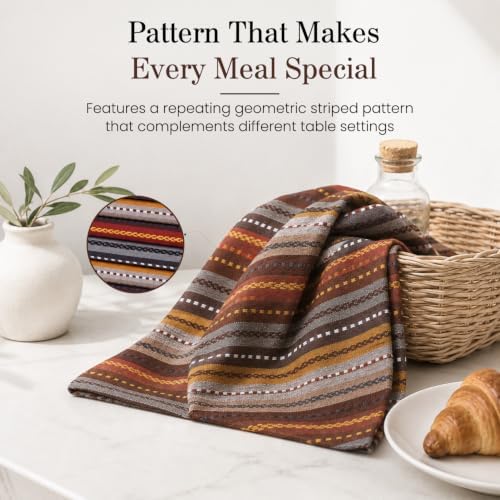 Blue Needles Striped Cloth Napkins 100% Cotton Set of 12-18 x 18 Inches - Image 3