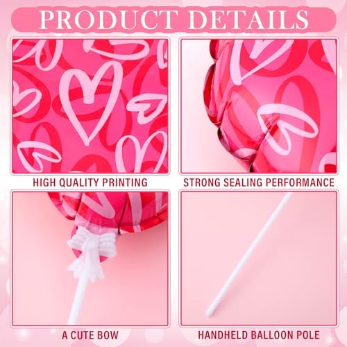 Halloscume 50 Pcs Valentines Day Heart Shaped Balloons - Multicolor Self Inflating for Anniversary, Wedding, Birthday, Proposal Party - Special Night Romantic Decorations - Image 3