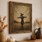 Gold Framed Scarecrow Wall Art, Autumn Farmhouse Canvas Print, 16x12 - Image 3