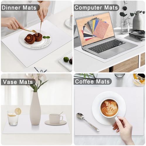 Homaxy PU Faux Leather Placemats for Dining Table, Set of 6, White - Image 6