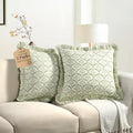 CPC Fern Regal Hand Block Print 100% Cotton Ruffle Throw Pillow Cover 18x18 inch with Hidden Zipper Decorative for Couch, Bed, Sofa, Farmhouse, Cottagecore Decor Gift Christmas Fall Thanksgiving by COTTONPRINTCLUB