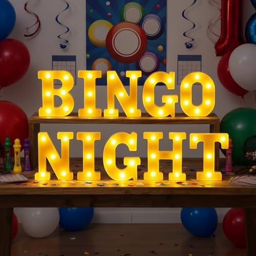 Honoson 10 Pcs Bingo Night Decorations Lights up Sign 6.42 Inch - Image 3