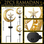 Tujoe 2 Pcs Eid Mubarak Solar Lights Eid Al Adha Outdoor Decorations Mubarak Star Moon Lights Solar Stakes Waterproof for Outdoor Decorations Garden Walkway Lawn Patio Yard(Star) - Image 2