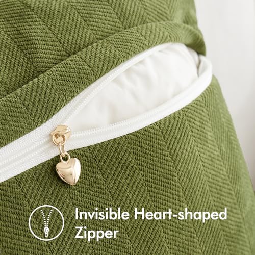 MIULEE Pack of 2 Moss Green Decorative Chenille Pillow Covers 20x20 Inch - Image 3