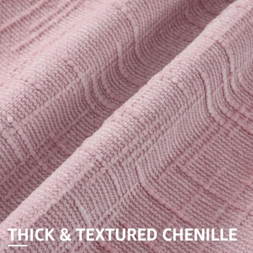 decorUhome Textured Chenille Throw Pillow Covers 24x24 Set of 2 Blush Pink - Image 6