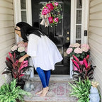 vofuly Spring Summer Wreath for Front Door,hot Pink Peony Wreath with Bow - Image 3