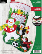 Bucilla, 18" Felt Applique Stocking Making Kit, for DIY Arts and Crafts Projects, Soccer Snow Day - Image 2
