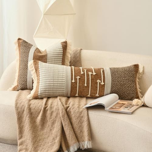 Burnt Orange Boho Lumbar Pillow Cover 14x36 Inches - Image 5
