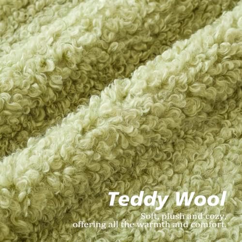 Foindtower Decorative Fuzzy Faux Fur Throw Pillow Covers 22x22 Leaf Green - Image 2