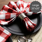 Cotton Clinic Set of 12 Cloth Napkins Gingham Check 100% Cotton 20x20 inches - Soft Durable Washable - Ideal for Events Wedding Christmas Easter - Perfect Everyday Use Table Dinner Napkins Red White - Image 4