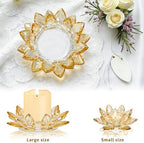 Large Crystal Lotus Tealight Candle Holder for Up to 6" Diameter Pillar Candle Plate Candlestick,Chunky Glass Votive Stand for Wedding, Party, Table Centerpiece Decor and Yoga Meditation (2, Gold) - Image 7