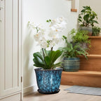 10 Inch Plant Pot - Ceramic Planter with Drainage Hole and Saucer, Round Flower Pots for Indoor Outdoor, Modern Decorative Planter for Plants, Home Office Decor, Plant Lover Gifts, Blue - Image 6
