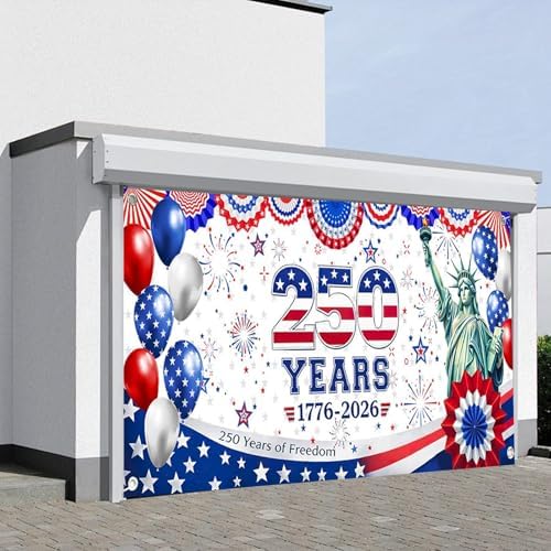 American 250th Birthday Garage Door Cover Decorations, 4th of July Photograph Backdrop America USA Banner 250th Anniversary Garage Door for Independence Day Patriotic Party Outdoor Decor Banners (A) - Image 3