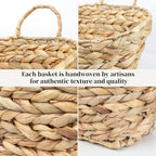 Set of 2 Wicker Wall Baskets for Hanging Storage, Handwoven Boho Wall Organizer, Decorative Wall Mounted Basket Set for Entryway, Mail, Keys, Plants, Flowers & Home Decor, Natural Water Hyacinth - Image 4