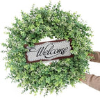 26'' Artificial Eucalyptus Wreath with Welcome Sign for Front Door (Green) - Image 6