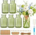 TBWIND Vintage Glass Flower Vase, 6PCS Farmhouse Green Mason Jar Vases by TBWIND