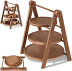 Marsui 3 Tier Fall Wooden Serving Trays Round Cupcake Stand Platters by Marsui