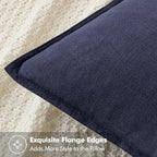 MIULEE Decorative Linen Euro Sham Pillow Covers 22x22 Inch Navy - Image 2