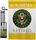 US Army Retired Garden Flag - Set with Stand Armed Forces Rangers United State American Military Veteran Retire Official - House Decoration Banner Small Yard Gift Double-Sided Made in USA 13 X 18.5 by Breeze+Decor