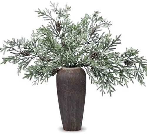 Giegxin 4 Pcs 25.6" Norfolk Pine Branches Frosted with Pinecones - Image 3