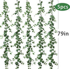 mizii 5 Pack 395" Artificial Vines Ivy Garland Fake Vine Realistic Silk Green Leaves Faux Hanging Plants Greenery Decoration for Outdoors Wedding Arch Party Indoor Mantle Bedroom Home Decor - Image 2