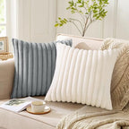 Pallene Faux Fur Decorative Throw Pillow Covers 12x20 Set of 2, Grey - Image 4