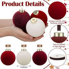 Simgoing 15 Pcs Velvet Christmas Ornaments 3.15'' Burgundy Red White - Image 3