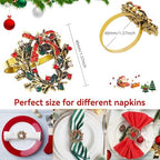 ZeeDix Christmas Wreath Napkin Rings Set of 24, Holiday Christmas Napkin Ring Holders for Cloth Napkins, Serviette Buckles for Thanksgiving Holiday Dinner Party Table Setting - Image 2
