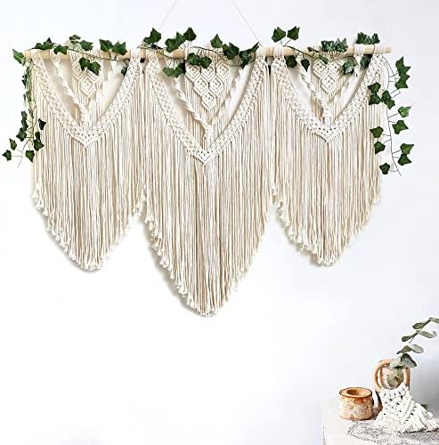 guzhiou large macrame wall hanging - Boho Tapestry Macrame Wall Decor Art- Chic Bohemian Handmade Woven Tapestry Home Decoration for Bedroom Living Room Apartment Wedding Party - 43"x32" (with Ivy) by guzhiou