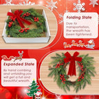 Christmas Wreaths for Front Door Decor Flower, 20" Winter - Image 6