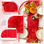 30 Pack Cheesecloth Table Runner 10FT Red Table Runner Boho Gauze Cheese Cloth Table Runners Long Rustic Sheer Table Decorations for Wedding Party Baby Bridal Shower Birthday Holiday Home - Image 3
