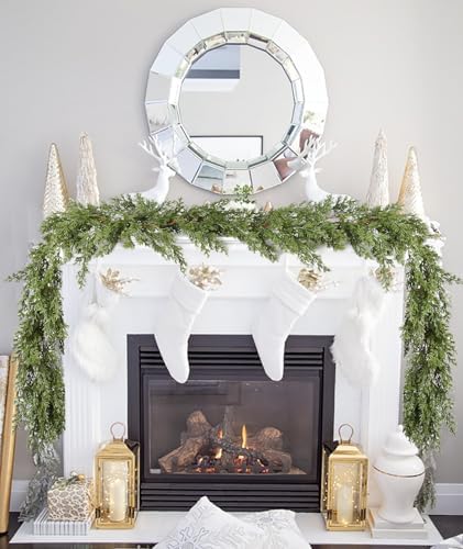 Pine Christmas Garland Clearance, 6Ft Christmas Greenery Garland,Realistic Cedar Cypress Branches for Holiday Mantel Fireplace Table Centerpiece Home Xmas Decoration - Image 7