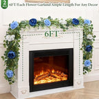 Livole 2Pcs 12 Ft Flower Garland Decoracion Blue Peony Floral Garland - Image 3