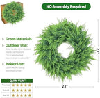 24'' Artificial Fern Wreath for Front Door, Large Greenery Wreath for Outdoor Indoor Wall, Porch, Farmhouse, and Home Décor – Spring Summer All Seasons (1, 24 Inch) - Image 4
