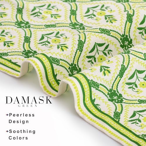 FINGERCRAFT Cloth Napkins Set of 12 Cotton Linen, 20x20 Inch, Damask Green - Image 6
