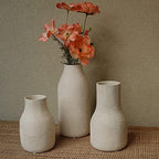 Ceramic Vases for Home Decor - Matte White Textured Vase Set of 3, Decorative Vases for Flowers, Pampas Grass Arrangement, Table Centerpieces, Office and Living Room Boho Decor - Image 6