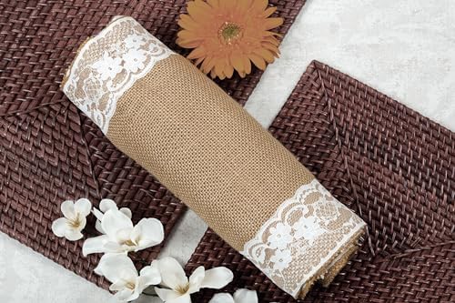 MDS 25 PCS 100% Natural Burlap Table Runners 12" x 72" with Lace, Rustic Farmhouse Country Vintage Boho Jute Runner for Wedding Reception Birthday Party Home Kitchen Dining Coffee Table Decoration - Image 7