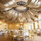 4 Panels 5ft(W) x 20ft(H) Champagne Backdrop Curtain for Wedding Parties by PartyVillage