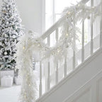 2 Pcs Christmas White Cedar Pine Garland, 6Ft Artificial Snow Pine Garlands - Image 6